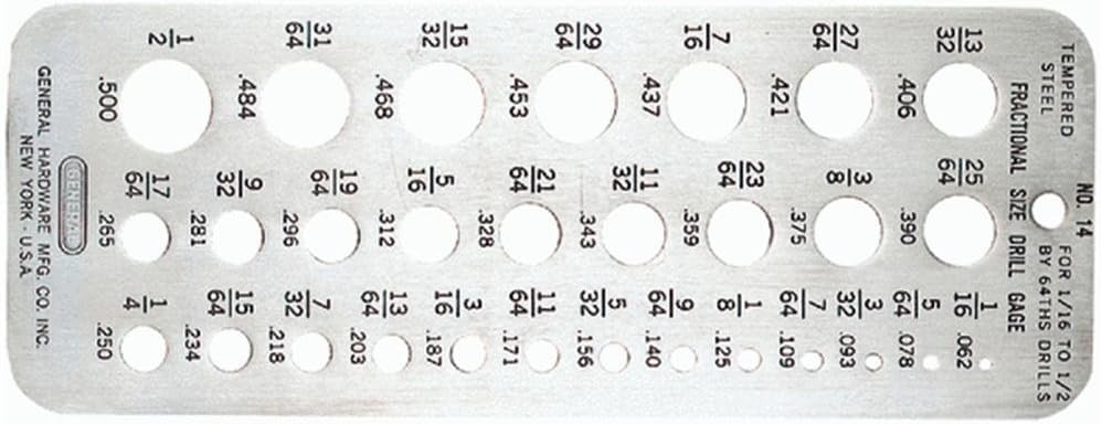 DRILL GAGE  1/16 TO 1/2