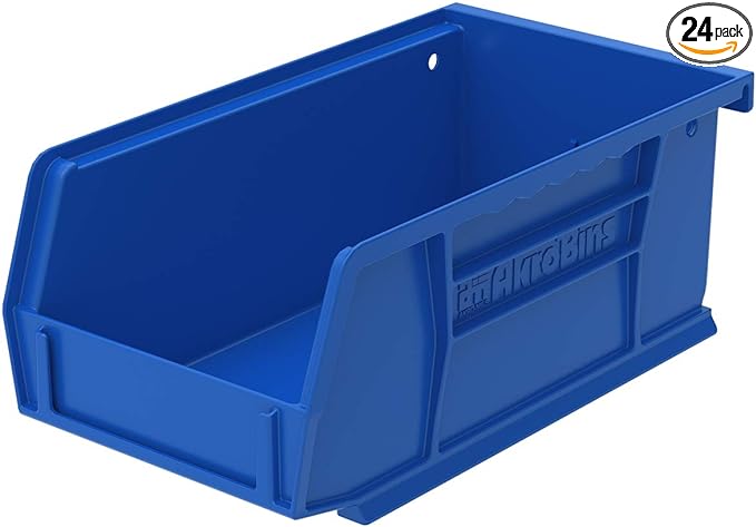 Akro-Mils 30220 AkroBins Plastic Hanging Stackable Storage Organizer Bin, 7-Inch x 4-Inch x 3-Inch, Blue