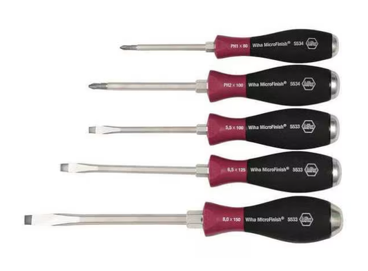 WIHA 53390 Demo Screwdriver Set, Slotted/Phillips, 5 pcs